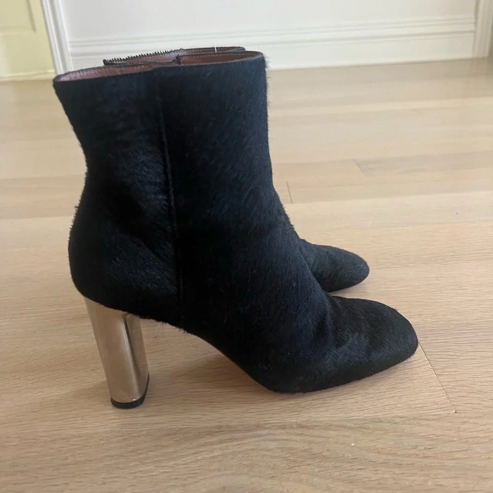 CELINE Cowhide Black Ankle Boot with silver heel 37 - Picture 4 of 9